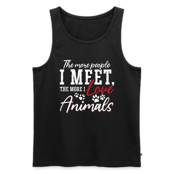 Bien-être animal Plus je rencontre de gens amoureux des animaux - Débardeur bio Premium Homme - noir - Devant - AI Model Male 178 light (178cm)