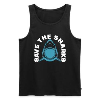 Conservationist Save The Sharks Conserve la faune - Débardeur bio Premium Homme - noir - Devant - AI Model Male 178 light (178cm)