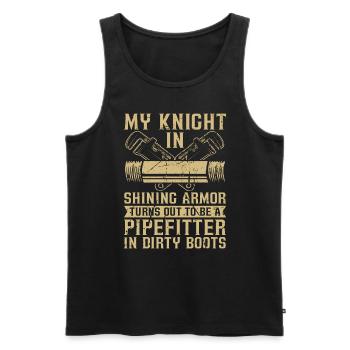 Pipefitter My Knight In Shining Pipes Pipefitters - Men's Premium Organic Tank Top - black - Front - AI Model Male 178 light (178cm)