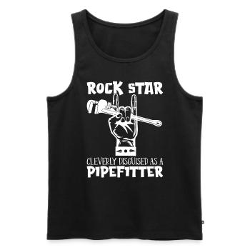 Pipefitter Rock Star Cleverly Foreman Pipefitters - Men's Premium Organic Tank Top - black - Front - AI Model Male 178 light (178cm)