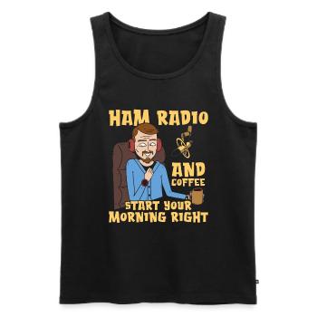 Ham Radio And Coffee Starts Amateur Radio Operator - Männer Premium Bio Tank Top - Schwarz - Vorne - Michal (187cm)