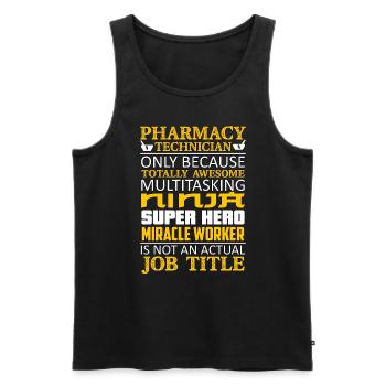 Technicien en pharmacie uniquement parce que totalement médecine - Débardeur bio Premium Homme - noir - Devant - Michal (187cm)