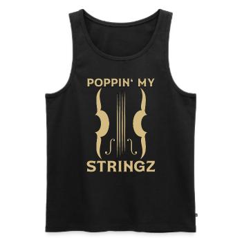 Violin Poppin' My Stringz Violin Player Violinist - Men's Premium Organic Tank Top - black - Front - AI Model Male 178 light (178cm)