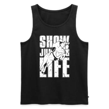 Show Jumping Life Amateurs d'équitation Show Jumper - Débardeur bio Premium Homme - noir - Devant - AI Model Male 178 light (178cm)