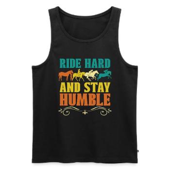 Dressage Ride Hard And Stay Horses Dressage Rider - Débardeur bio Premium Homme - noir - Devant - Michal (187cm)