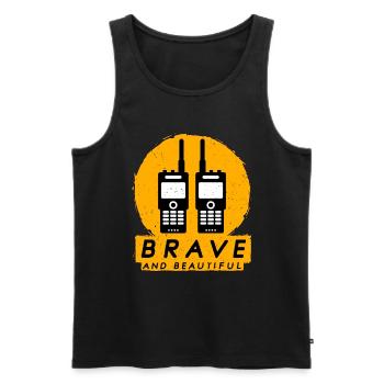 Ham Radio Brave And Beautiful Loves Radio Operator - Men's Premium Organic Tank Top - black - Front - Michal (187cm)