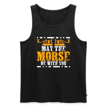 Radio amateur Que le morse soit avec vous Opérateur radio - Débardeur bio Premium Homme - noir - Devant - AI Model Male 178 light (178cm)