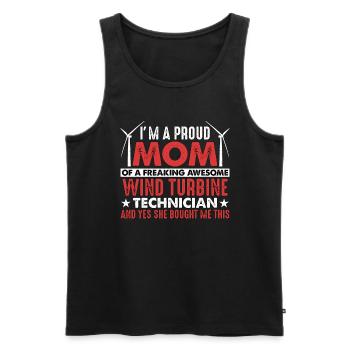 Technologie éolienne Je suis une fière maman de l’énergie verte - Débardeur bio Premium Homme - noir - Devant - AI Model Male 178 light (178cm)
