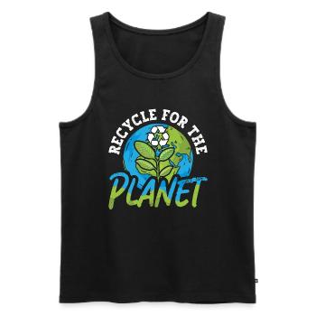 Recyclage du changement climatique pour la planète Terre Mère - Débardeur bio Premium Homme - noir - Devant - AI Model Male 178 light (178cm)