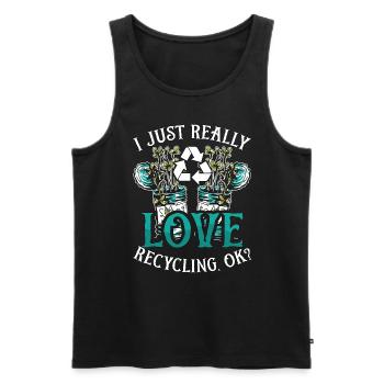 Recycling I Just Really Love Eco Friendly Recycler - Männer Premium Bio Tank Top - Schwarz - Vorne - Michal (187cm)
