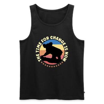 Global Warming The Time For Change Retro Activism - Männer Premium Bio Tank Top - Schwarz - Vorne - AI Model Male 178 light (178cm)