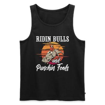 Bull Riding Ridin Bulls And Retro Rodeo Bull Rider - Männer Premium Bio Tank Top - Schwarz - Vorne - AI Model Male 178 light (178cm)