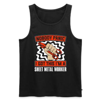 Sheet Metal Worker Nobody Panic I Got This Welder - Men's Premium Organic Tank Top - black - Front - AI Model Male 178 light (178cm)