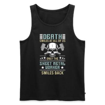 Sheet Metal Worker Death Smiles At All Of Mechanic - Men's Premium Organic Tank Top - black - Front - AI Model Male 178 light (178cm)