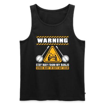 Banjo Warning Stay Away From My Musical Instrument - Männer Premium Bio Tank Top - Schwarz - Vorne - Michal (187cm)