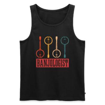 Banjo Banjologue Instrument de Musique Banjo Joueur - Débardeur bio Premium Homme - noir - Devant - Michal (187cm)