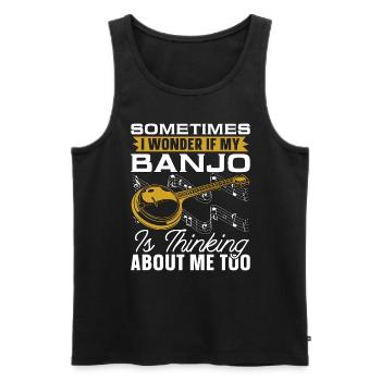 Banjo Parfois, je me demande si mon instrument de musique - Débardeur bio Premium Homme - noir - Devant - Michal (187cm)