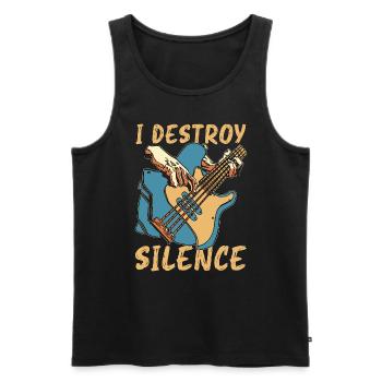 Bass Guitar I Destroy Silence Guitarist Musicians - Männer Premium Bio Tank Top - Schwarz - Vorne - Michal (187cm)
