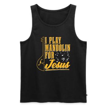 Mandoline Je joue de la mandoline pour la musique country de Jésus - Débardeur bio Premium Homme - noir - Devant - Michal (187cm)