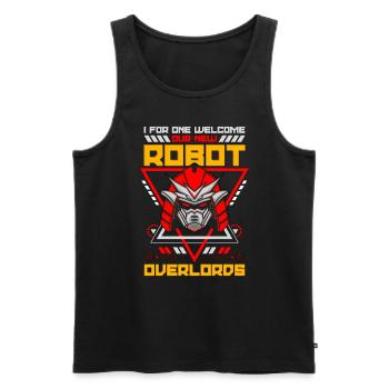 Robotique I For One Bienvenue Cyborg Robots Ingénieur - Débardeur bio Premium Homme - noir - Devant - Michal (187cm)