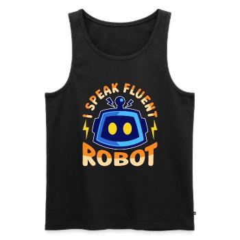 Robotique Je parle couramment Cyborg Ingénieur en robotique - Débardeur bio Premium Homme - noir - Devant - Michal (187cm)