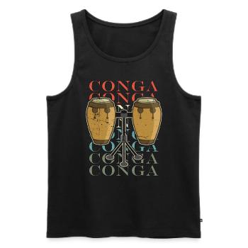 Conga Percussion Instrument de Musique Joueur de Conga - Débardeur bio Premium Homme - noir - Devant - AI Model Male 178 light (178cm)