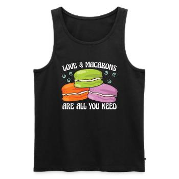 Macaron Love et Macarons sont tout ce dont vous avez besoin de cuisson - Débardeur bio Premium Homme - noir - Devant - Michal (187cm)