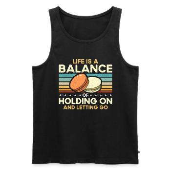 Macaron Life Is Balance Of Holding Retro Snacking - Men's Premium Organic Tank Top - black - Front - Michal (187cm)