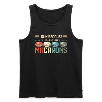 Macaron que je cours parce que j’aime vraiment cuisiner des bonbons - Débardeur bio Premium Homme - noir - Devant - Michal (187cm)