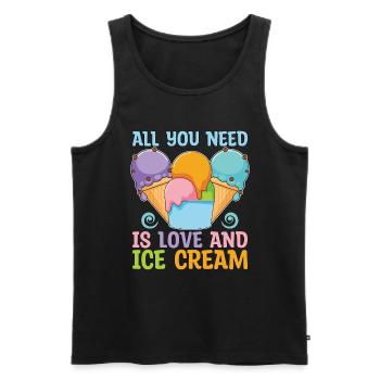 Ice Cream All You Need Is Love Frozen Sweet Ice - Men's Premium Organic Tank Top - black - Front - Michal (187cm)