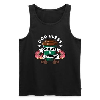 Coffee & Doughnuts God Bless Donuts & Breakfast - Männer Premium Bio Tank Top - Schwarz - Vorne - AI Model Male 178 light (178cm)