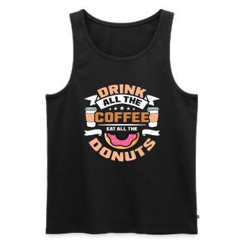 Café et beignets Buvez toute la caféine de café - Débardeur bio Premium Homme - noir - Devant - AI Model Male 178 light (178cm)
