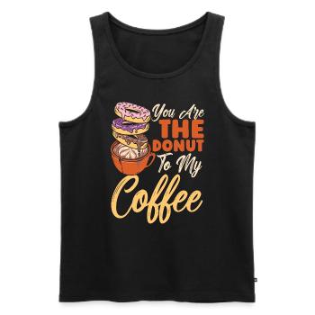 Café et beignets que vous êtes le beignet au petit-déjeuner - Débardeur bio Premium Homme - noir - Devant - AI Model Male 178 light (178cm)