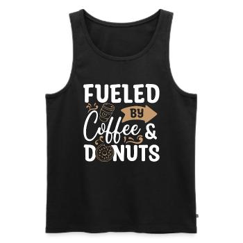Coffee & Doughnuts Fueled By Coffee & Breakfast - Männer Premium Bio Tank Top - Schwarz - Vorne - AI Model Male 178 light (178cm)