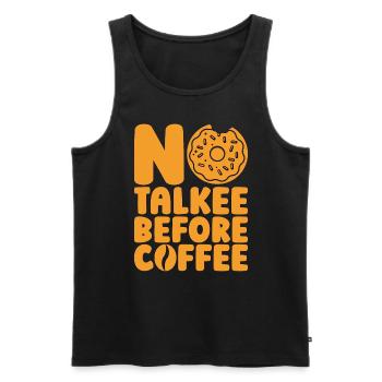 Café et beignets Pas de bavardage avant les beignets au café - Débardeur bio Premium Homme - noir - Devant - AI Model Male 178 light (178cm)