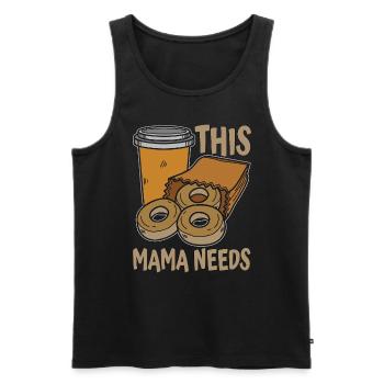 Café et beignets Cette maman a besoin d’un amateur de café - Débardeur bio Premium Homme - noir - Devant - AI Model Male 178 light (178cm)