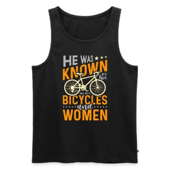Bicycle He Was Known For His Mountain Bike Cyclist - Männer Premium Bio Tank Top - Schwarz - Vorne - Michal (187cm)