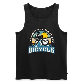 Bicycle I Want To Ride My Bicycle Cycling Cyclist - Men's Premium Organic Tank Top - black - Front - Michal (187cm)