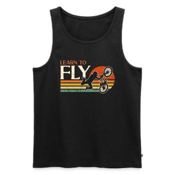 BMX Racing Learn To Fly Retro Bicycle BMX Rider - Men's Premium Organic Tank Top - black - Front - AI Model Male 178 light (178cm)