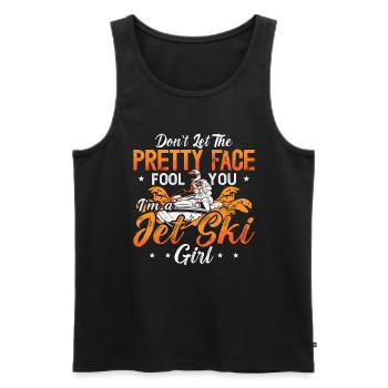 Jet Skiing Don't Let The Pretty Face Water Sports - Männer Premium Bio Tank Top - Schwarz - Vorne - Michal (187cm)