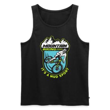 Le VTT c’est un cycliste de course de sport de boue - Débardeur bio Premium Homme - noir - Devant - Michal (187cm)