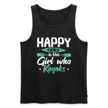 Kayaking Happy est la fille qui fait du canoë - Débardeur bio Premium Homme - noir - Devant - Michal (187cm)