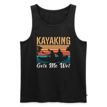 Kayaking Gets Me Wet Retro Paddle Boat Kayak Lover - Men's Premium Organic Tank Top - black - Front - Michal (187cm)