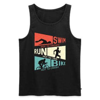 Triathlon Natation Ne Pas Se noyer Course Compétition - Débardeur bio Premium Homme - noir - Devant - AI Model Male 178 light (178cm)