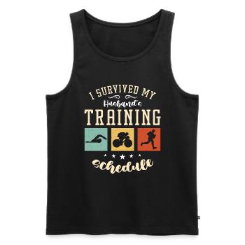 Triathlon I Survived My Husband's Training Race - Männer Premium Bio Tank Top - Schwarz - Vorne - Michal (187cm)