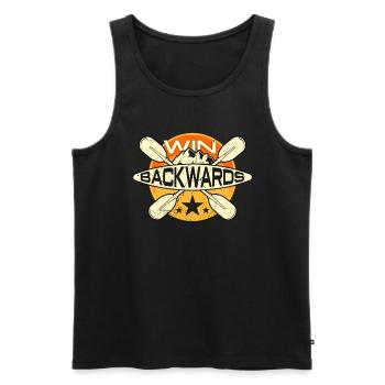 Rowing Win Backwards Water Sports Oarsmen Rower - Men's Premium Organic Tank Top - black - Front - AI Model Male 178 light (178cm)