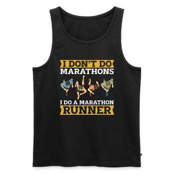 Semi-marathon Je ne fais pas de marathons d’athlétisme - Débardeur bio Premium Homme - noir - Devant - Michal (187cm)
