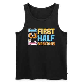 Half Marathon First Half Marathon 13.1 Triathlon - Men's Premium Organic Tank Top - black - Front - AI Model Male 178 light (178cm)