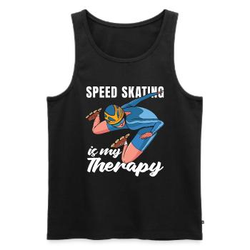 Speed Skating Is My Therapy Short Track Ice Skates - Men's Premium Organic Tank Top - black - Front - AI Model Male 178 light (178cm)