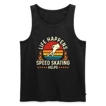 Speed Skating Life Happens Speed Skating Skaters - Men's Premium Organic Tank Top - black - Front - Michal (187cm)